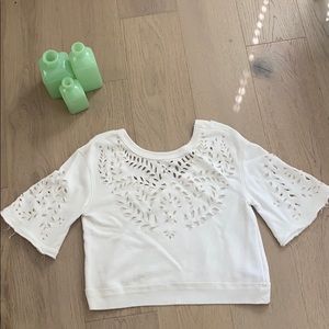 Cream Bell Sleeve Sweater w/ CutoutS- Free People